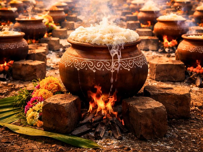 2.	Attukal Pongala 2026 ritual scene with thousands of women devotees across Thiruvananthapuram stre