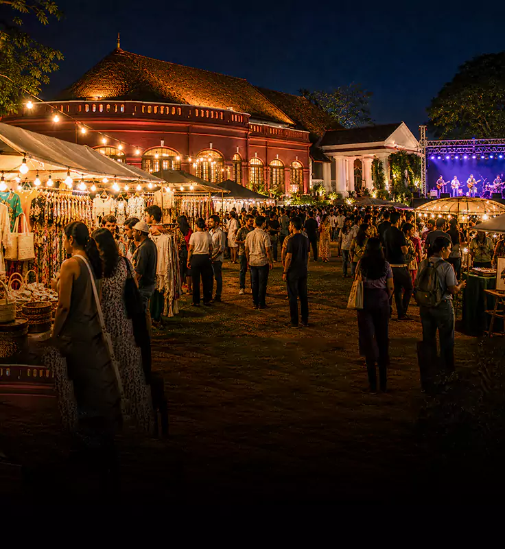 Evening crowd enjoying food and music at Locally Made event