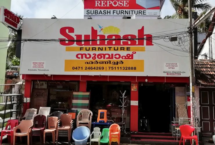 Subash Furniture store in Chalai Thiruvananthapuram showcasing affordable sofa sets and home furnitu