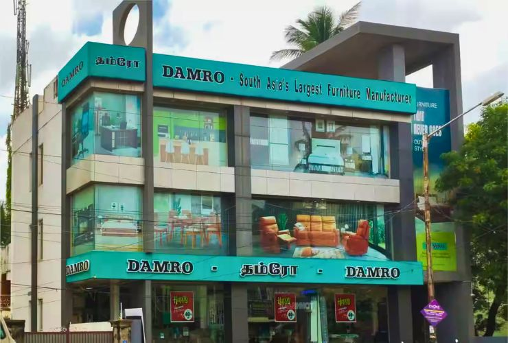 Damro furniture showroom in Pongumoodu Trivandrum with sofa sets and home furniture